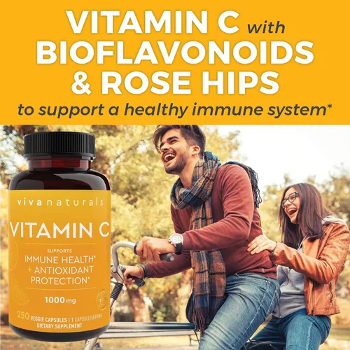 Miniatura 4 de Vitamina C Viva Naturals Premium Non-GMO con Bioflavonoides y escaramujos, 0.03527 oz, 250 cápsulas vegetales.