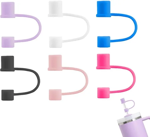 Miniatura 19 de Paquete de 6 Cubrepajitas, Adecuadas para Todas las Tazas con un Diámetro de Pajita de 0.31in/8mm, Tapas de Silicona a Prueba de Polvo