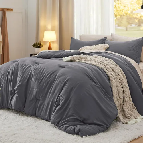 Miniatura 37 de Bedsure Juego edredón suave prelavado individual/individual XL, 365 días, cálido relleno alternativo GentleSoft™, 1 edredón ligero:68x88 pulgadas