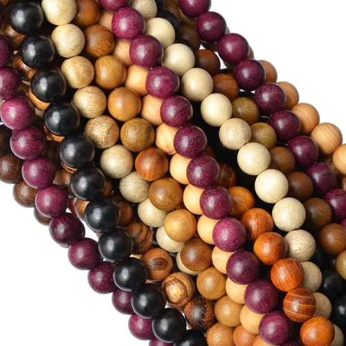 Miniatura 5 de MASSIVE BEADS - KIT de 960 cuentas de madera redondas sueltas mixtas naturales de 6 mm para hacer joyas, con hilo e agujas (12 de madera, 6 mm)