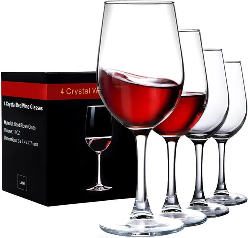 Miniatura 10 de PARACITY Copas de vino, regalo de Navidad, vidrio transparente, copa de vino de tallo largo para vino tinto y blanco, 10 onzas (juego de 2)