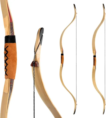 Miniatura 4 de Deerseeker Outdoor Arco largo tradicional de 52 pulgadas, hecho a mano, arcos recurvos ambidiestros, juego de arco de caballo tártaro para adultos