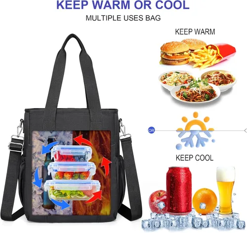 Miniatura 3 de Bolsa de almuerzo aislada NOL para mujeres, bolsa de almuerzo grande y espaciosa con correa ajustable extraíble con múltiples bolsillos, bolsa