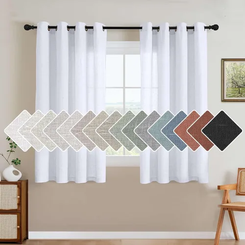 Miniatura 29 de H.VERSAILTEX Elegant - Cortinas texturizadas de lino natural mezclado con eficiencia energética, filtrado de luz, con ojales de níquel