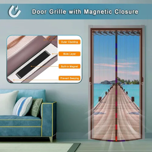 Miniatura 3 de Puerta mosquitera magnética para garaje de 27 x 70 pulgadas, se adapta a puertas de 25 x 68 pulgadas, con potentes imanes aptos para mascotas