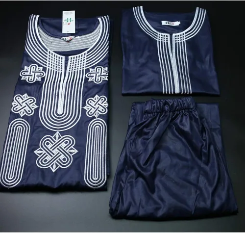 Miniatura 3 de HD Ropa africana para hombre, ropa Agbada, camisas y pantalones bordados, 3 piezas