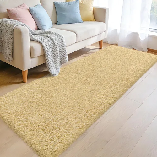 Miniatura 22 de Alfombras suaves para dormitorio, alfombra de pasillo de 2 x 6 pies, alfombra de felpa lanuda antideslizante para mesita de noche, sofá, sala