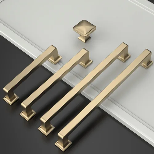 Miniatura 4 de Amerdeco - Paquete de 10 tiradores de latón cepillado para armarios con orificio central de 3 pulgadas (76 mm), tiradores para armarios de cocina