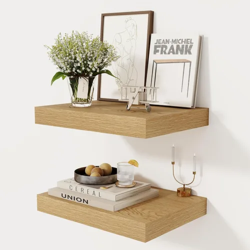 Miniatura 15 de Fun Memories - Estante flotante de 12 pulgadas, estantes de pared de madera rústica para decoración de pared y almacenamiento, estante flotante