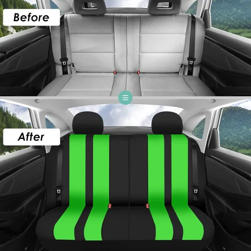 Miniatura 8 de FH Group - Juego completo de fundas para asientos de auto con rayas llamativas, ajuste universal para asientos delanteros de respaldo bajo, Verde