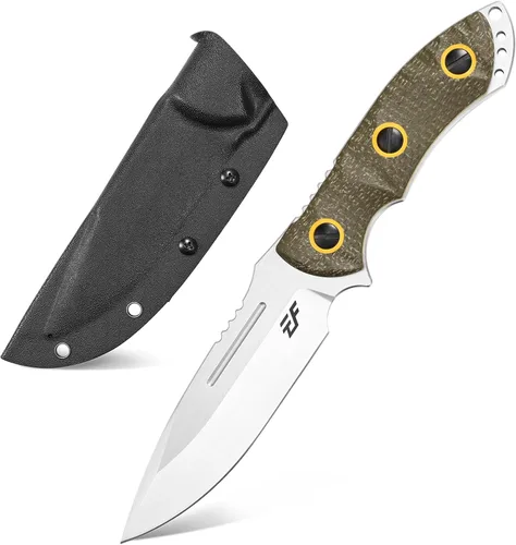 Miniatura 7 de Eafengrow EF139 Cuchillo de hoja fija, hoja de acero de 60.6 in, mango Micarta con espiga completa, herramienta EDC cuchillo recto para trabajar