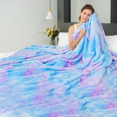 Miniatura 11 de Manta de forro polar púrpura tipo cobija - Manta de 300 GSM para sofá, cama, suave, ligera, mullida, acogedora, mantas de microfibra y cobijas