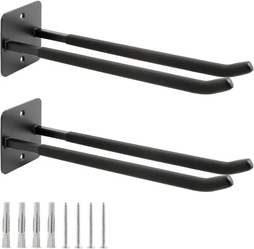 Miniatura 12 de Sinoer Ganchos de garaje dobles resistentes de 12.44 pulgadas para montaje en pared, organizador de herramientas para escaleras, bicicletas