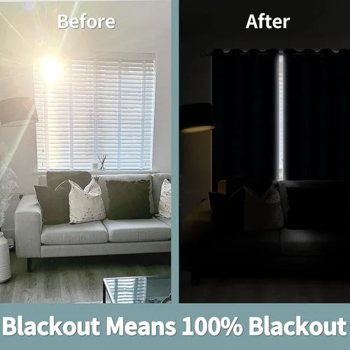 Miniatura 3 de BGment Cortinas 100% opacas con aislamiento térmico, de doble capa, con forro negro y ojales, para oscurecimiento de la habitación, reduce el ruido