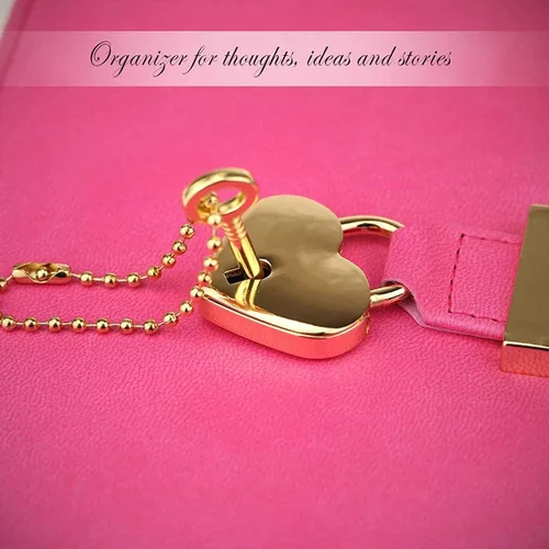 Miniatura 5 de Diario con cerradura en forma de corazón con llave, cubierta de piel sintética, diario, organizador personal, cuaderno secreto para niñas y mujeres