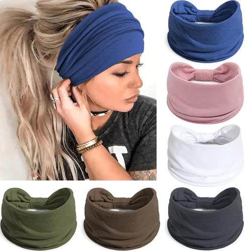 Miniatura 15 de Awumbuk Diademas anchas para mujeres anudadas antideslizantes bandas para la cabeza suaves diadema turbante accesorios para el cabello boho africano