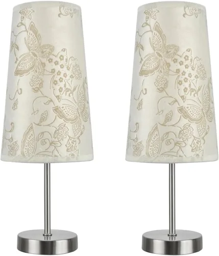 Miniatura 5 de Aspen Creative 40084-2, juego de 2 lámparas de mesa con 1 candelabro, diseño contemporáneo en níquel satinado, 14 1/4 pulgadas de alto, rojo