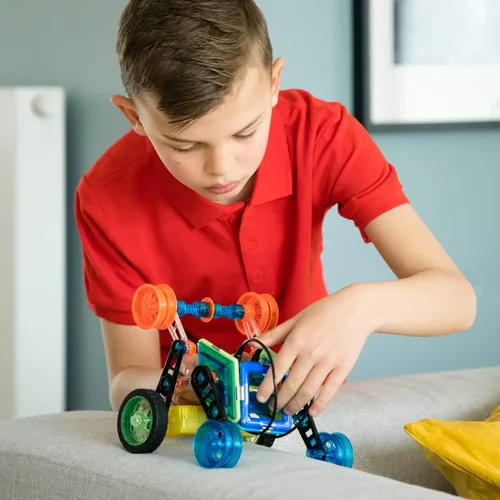 Miniatura 2 de GeoSmart Flip Bot - Construye vehículos geomagnéticos controlados a distancia con este juego de construcción magnético centrado en STEM con motores