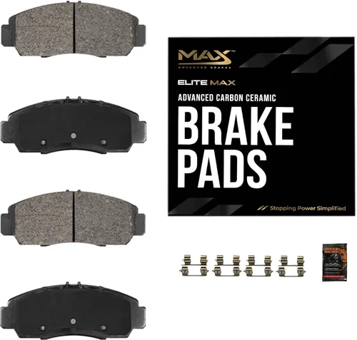 Max Advanced Brakes EliteMAX Pastillas de freno delanteras | Compatible con Honda Civic 2017-2021 | Para uso pesado y remolque | Cerámica de carbono