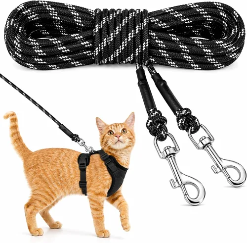 Rypet Correa larga reflectante para gatos, 15 pies, a prueba de escapes, correa larga para caminar, duradera, segura, personalizada, extensora, para