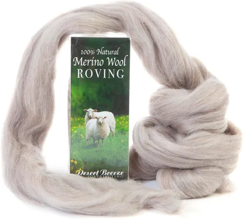 Miniatura 14 de Desert Breeze Distributing Lana Merino 100% Natural Roving - Lana Merino Peinada de Primera Calidad Roving - Tapicería, Hilado, Fieltrado Húmedo