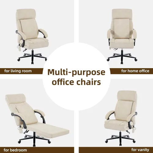 Miniatura 7 de DYHOME Silla de oficina ejecutiva con reposapiés, sillas ergonómicas de escritorio para computadora, silla de oficina de cuero con respaldo medio