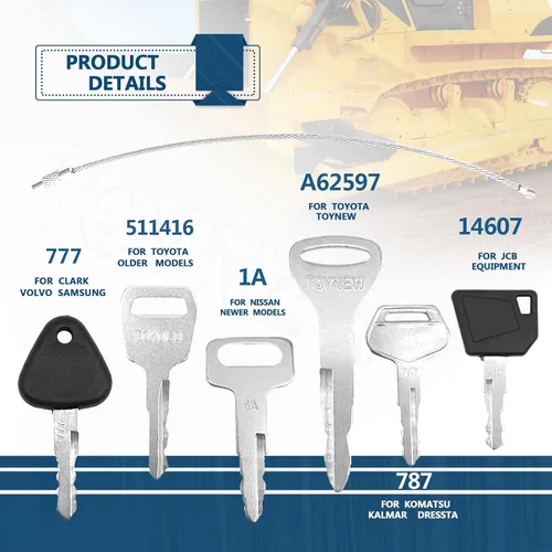 Miniatura 2 de Juego de llaves de carretilla elevadora con cadena, compatible con Komatsu, Toyota, Yale, Cat Clark, Doosan, Nissan, Hyster, JCB, Mitsubishi, Juego