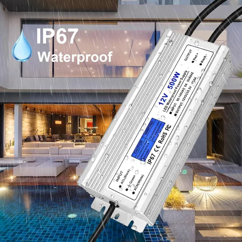 Miniatura 2 de Controlador LED de 500 vatios, fuente de alimentación impermeable IP67 de 12 V, CA 90-140 V a CC 12 V 41.6 A transformador de bajo voltaje