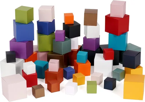 Miniatura 5 de Quotidian Aqua - Cajas de regalo plegables grandes de papel italiano perlado vintage con purpurina con tapas, 4 x 4 x 4 pulgadas