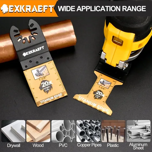 Miniatura 6 de Juego de 26 cuchillas oscilantes para herramientas oscilantes, de titanio, para madera, plástico, metal, bimetálicas, para Dewalt Milwaukee Ryobi