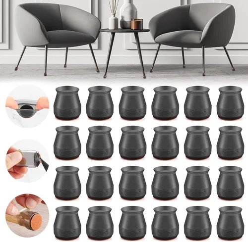 Miniatura 27 de 24 piezas de protectores de piso de silicona extra pequeños para patas de silla para pisos de madera dura, fundas engrosadas de goma para patas