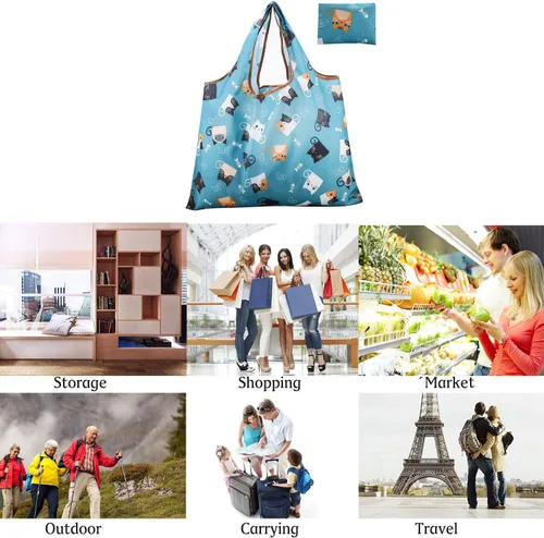 Miniatura 7 de Gophra - Bolsa de comestibles reutilizable, paquete de 2 unidades, grande, lavable, plegable, respetuosa con el medio ambiente, de nailon