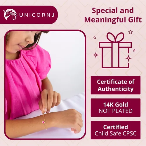Miniatura 22 de UNICORNJ Pulsera de identificación de oro de 14 quilates grabable para niñas, niños y bebés, pulseras personalizadas con nombre de cadena Figaro