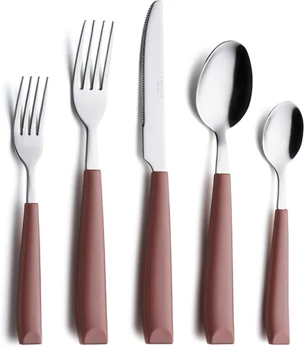 Miniatura 7 de Annova WF232 - Juego de cubiertos de acero inoxidable con asas de colores cómodos de sostener, 4 tenedores de cena, 4 cuchillos, 4 cucharas de cena