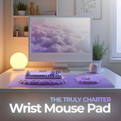 Miniatura 3 de Juego de reposamuñecas Cloud de alta calidad para teclado y mouse pad – Accesorios de escritorio ergonómicos de espuma viscoelástica con soporte