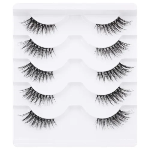 Miniatura 7 de Pestañas postizas de zanlufly, de aspecto natural, de media longitud, de visón, pestañas postizas de ojo de gato, banda invisible ligera