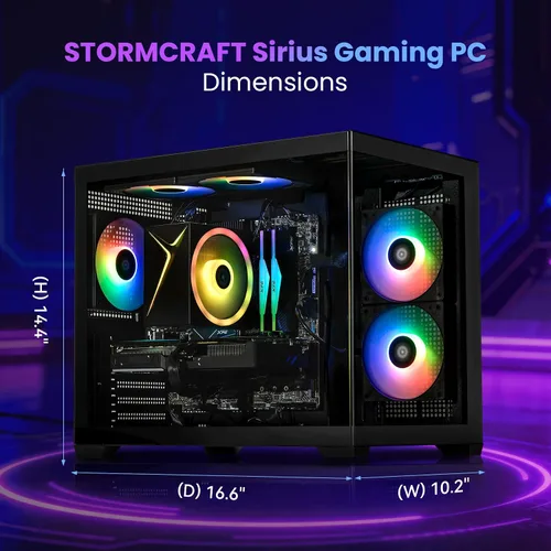Miniatura 5 de STORMCRAFT Sirius PC Gamer Intel i5 14400F, RTX 5060 Ti 16GB, 32GB DDR5 RAM 6000 RGB de memoria, 1TB NVMe SSD, Chipset B760, PSU Gold de 650W, USB
