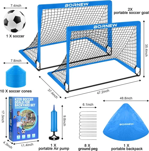 Miniatura 2 de Kids Soccer Goal for Backyard Set - 2 Set of 6X4 / 4X3 ft Toddler Soccer Nets Training Equipment, Soccer Ball, Pop Up Portable Soccer Set for Kids