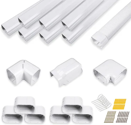 Miniatura 18 de LyPrem 3 m Kit de cubierta de línea de PVC para mini split y aire acondicionado central y bomba de calor (Blanco)