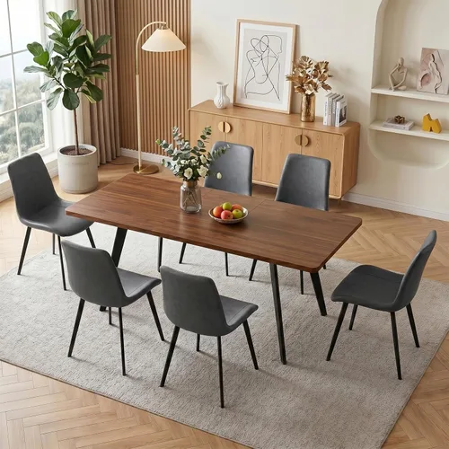 Miniatura 18 de Zerifevni 47.2"- 62.9" Extendable Dining Table Set of 5 Kitchen Table with 4 Dining Chairs, Modern Gray Wood Grain, Waterproof Scratchproof for