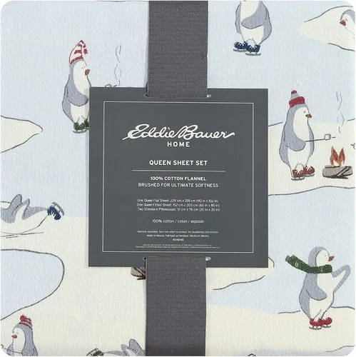 Miniatura 4 de Eddie Bauer - Sábanas de franela tamaño Queen, algodón resistente a las bolitas y arrugas, juego de sábanas con fundas de almohada y sábana ajustada