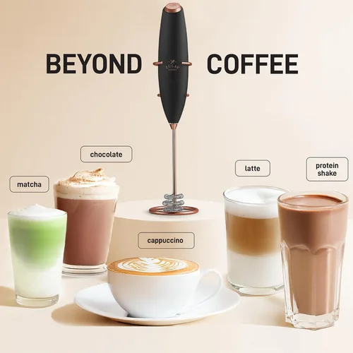 Miniatura 321 de Zulay Milk Boss Espumador de leche potente manual, hace espuma para latte, batidor para mezclar bebidas, café, miniespumador para capuchino, frappé