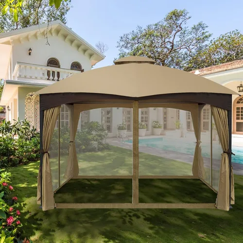 Miniatura 9 de Wonwon Gazebo Mosquitera de Repuesto Universal para Exteriores Toldo de 4 Paneles de Paredes de Malla con Cremallera para Gazebo de 10' x 10