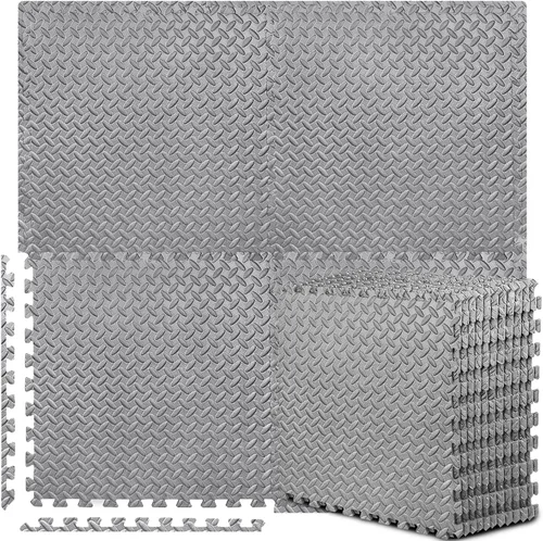 BEAUTYOVO Tapete de ejercicio tipo rompecabezas con 12/24/48 baldosas de espuma entrelazadas para gimnasio, baldosas de espuma EVA de 24'' x 24'' 48