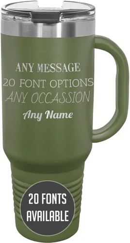 Miniatura 55 de Vaso de acero inoxidable aislado con tapa de 20 onzas (17 colores) personalizado con recubrimiento en polvo, grabado personalizado, nombre