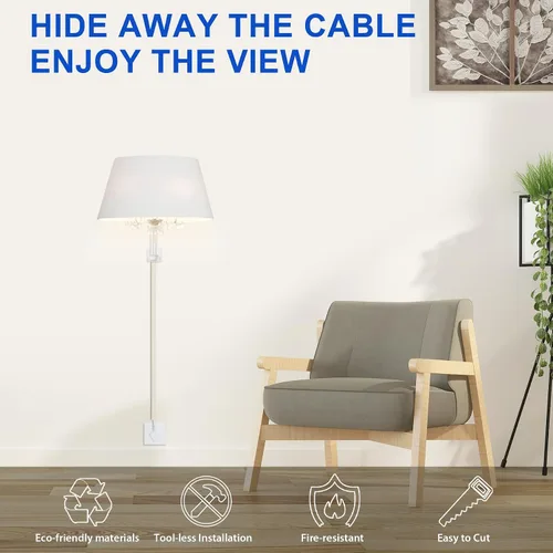 Miniatura 3 de Ocultacables de Pared para Un Cable, Cubiertas de Cable de Pared de 136 pulgadas, Kit de Cubierta de Cable de Instalación Fácil, Canaleta de Cables