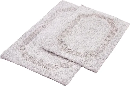 Miniatura 3 de voyzz home Juego de 2 alfombras de baño reversibles de 20 x 32 pulgadas a 17 x 24 pulgadas, 100 % algodón copetudo a mano, suaves y absorbentes