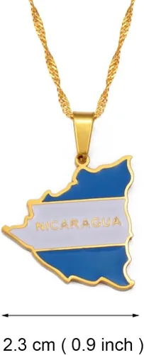 Miniatura 2 de Nicaragua - Accesorios de joyería para mujeres, hombres, niños, niñas, con colgante de bandera de mapa de Nicaragua, collares para mujeres, dijes