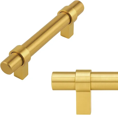 Miniatura 13 de Modket Paquete de 1 manija estilo barra europea de oro cepillado para gabinete de acero inoxidable 304 de 2 pulgadas