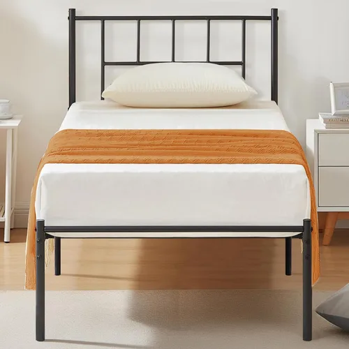 Miniatura 15 de VECELO Marco de cama de plataforma de metal completo con cabecero, soporte de listones de acero resistente, almacenamiento debajo de la cama,